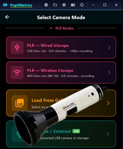 PupilMetrics Research Software with Dino-Lite Iriscope Package